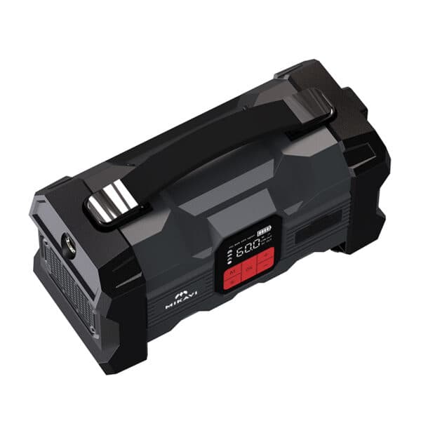 Mikavi EnerJump 2 widok z góry z wyświetlaczem LCD i uchwytem do przenoszenia