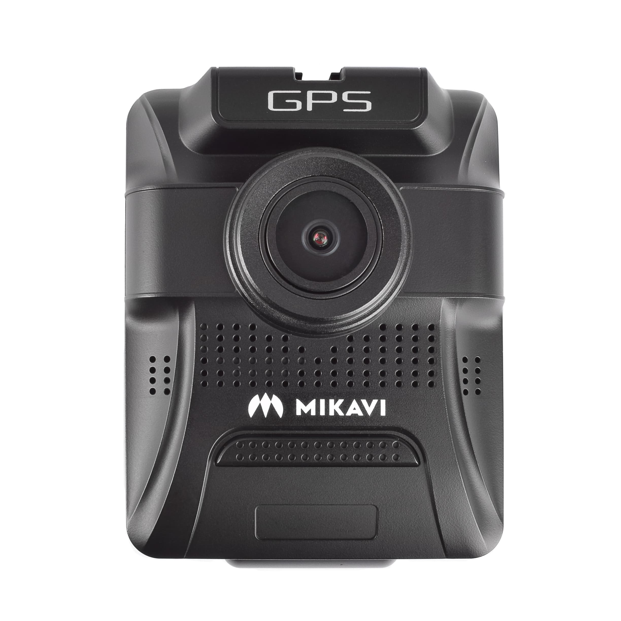 Mikavi PQ2 widok z przodu z obiektywem przednim i oznaczeniem GPS