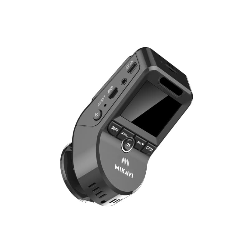 Mikavi PQ4 Dual widok perspektywiczny od tyłu z ekranem LCD, przyciskami i logo Mikavi