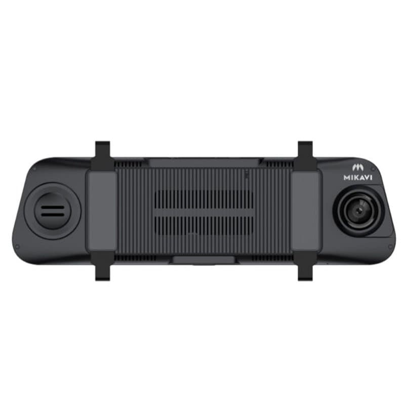 Mikavi PQ5 DUAL widok od przodu z obiektywem kamery 2K, głośnikiem i logo Mikavi